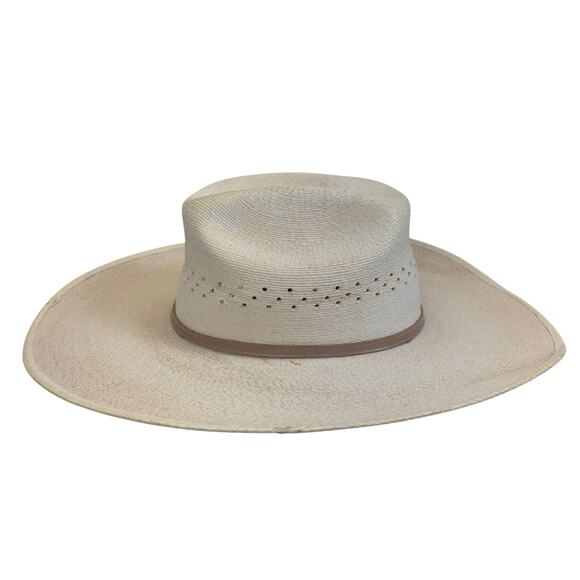 Atwood Made in Mexico Hereford Low Crown Long Oval Palm Leaf Cowboy Hat - 6 7/8 - Picture 4 of 9